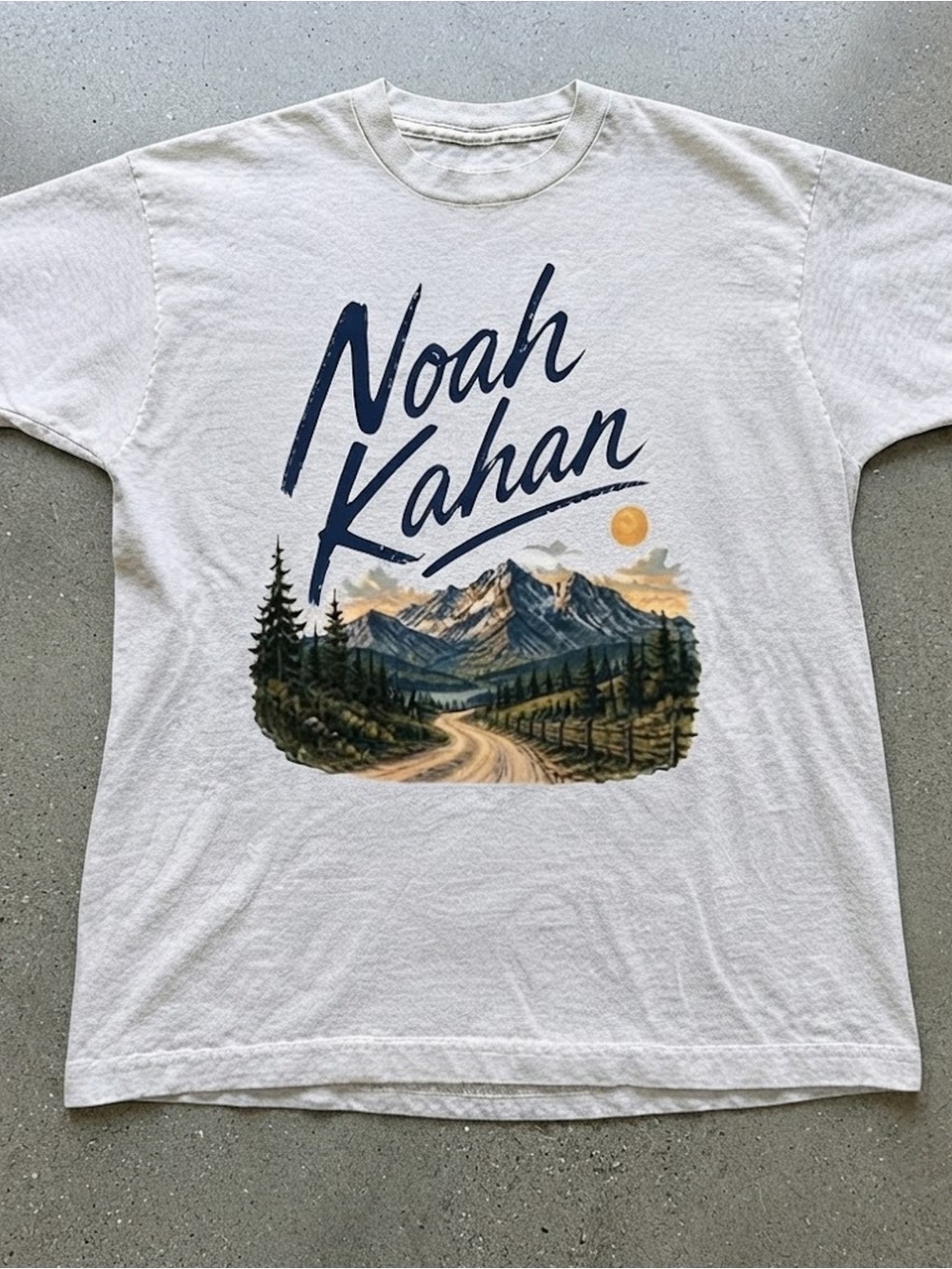 Folk Music Mountain Landscape Graphic Art Print Gildan T-Shirt